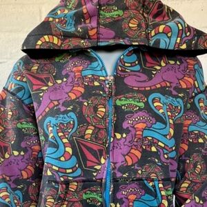 Volcom Black Hooded Jacket with Multicolor Snake & Dragon Print